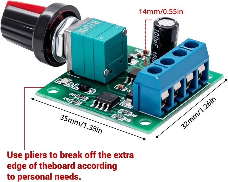 hiBCTR 12 Pieces PWM Low-Voltage Motor Speed Controllers, Model 1803BK/1803B,for DC 1.8V/3V/5V/6V/12V Input Voltage and a Maximum Output Current of 2A. - Image 3